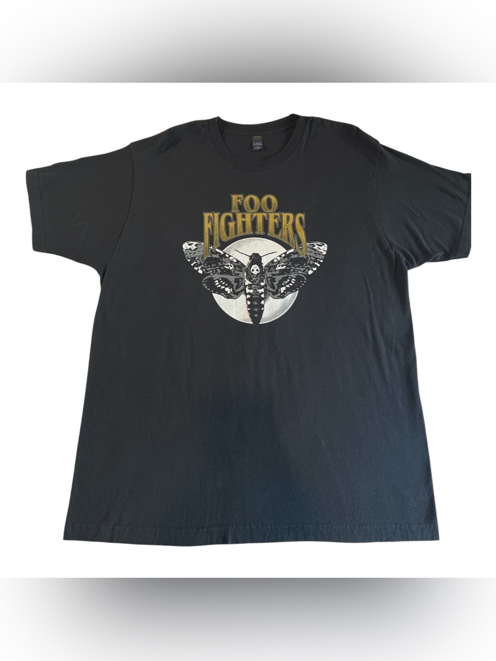Tultex Foo Fighters Black Graphic Tee with Gold and White Print - Size XL